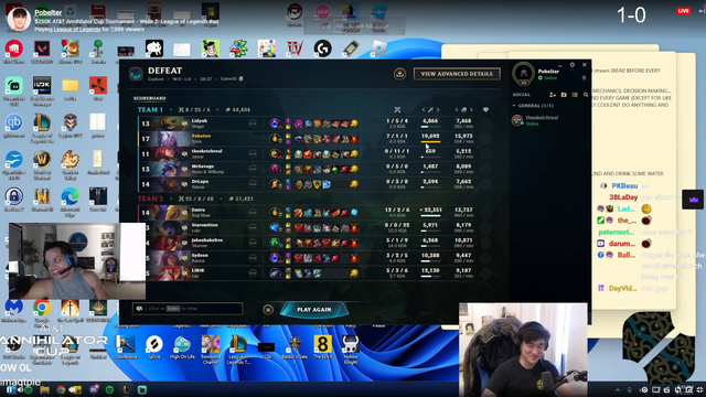 Tyler1 watching two Iron players flaming each other while the Rank 1 NA Pobelter is laughing