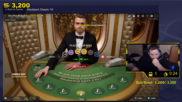 Streamer bets $5K on one hand.