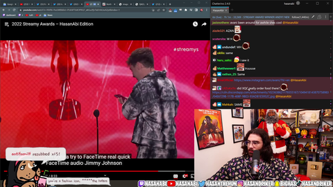 Xqc ordered Uber Eats to his table at the Youtube Streamy Awards