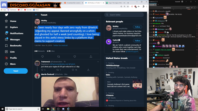 Hasan D. Piker takes on trainwreck's tweets