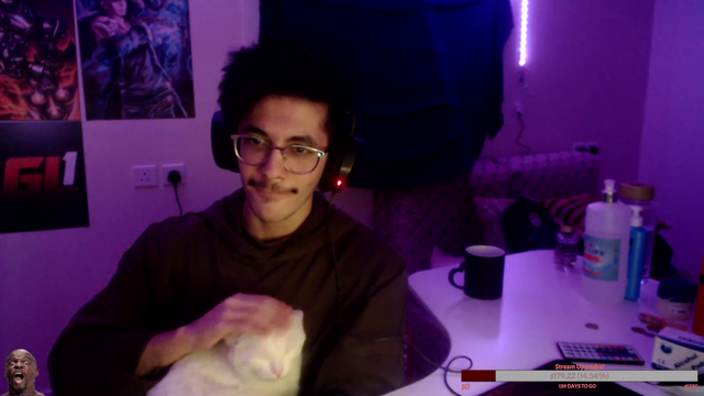 Streamer Literally pets his Cat