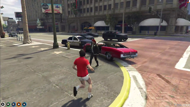 Rob and Fingle drove the red car and they brandish their weapon at the bank, they used Speech 100