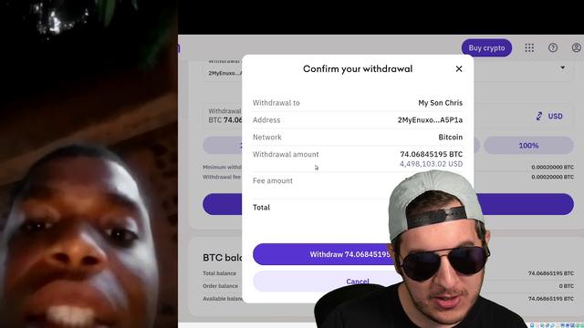 Epic scammer fail orchestrated by Kitboga. Investment scammer Chris is on a video call and thinks he is getting $5M in his Kraken Bitcoin wallet only to realize the wrong wallet address was entered.