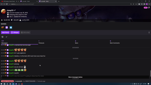 CoconutB reads old chat logs from his #1 hater
