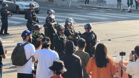Cop hit by Fireworks in Los Angeles