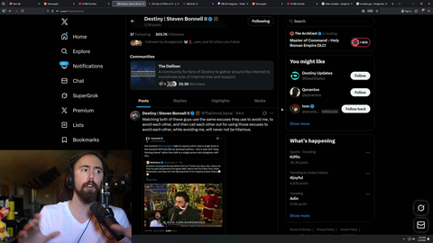 Asmon reiterates again that he will never debate with Destiny.