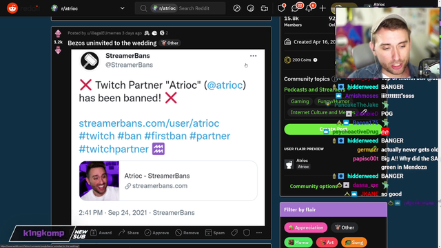 Atrioc learned about his ban from StreamerBans