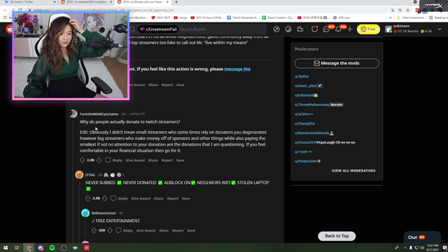 Poki says why people donate to streamers