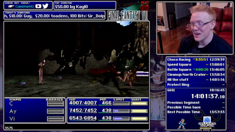 Calebhart42's game crashes fourteen hours into a run, four hours ahead of estimate