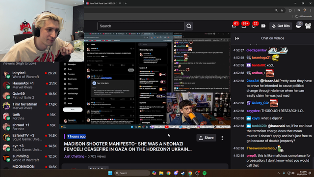 Xqc summarizes Hasan's views on terrorism 