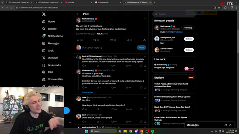 xQc's thoughts on Nickmercs Not Giving his Kids Any Vaccines
