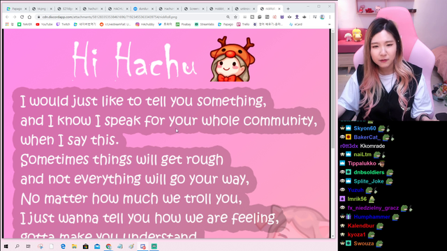 Hachu gets an encouraging letter from a viewer