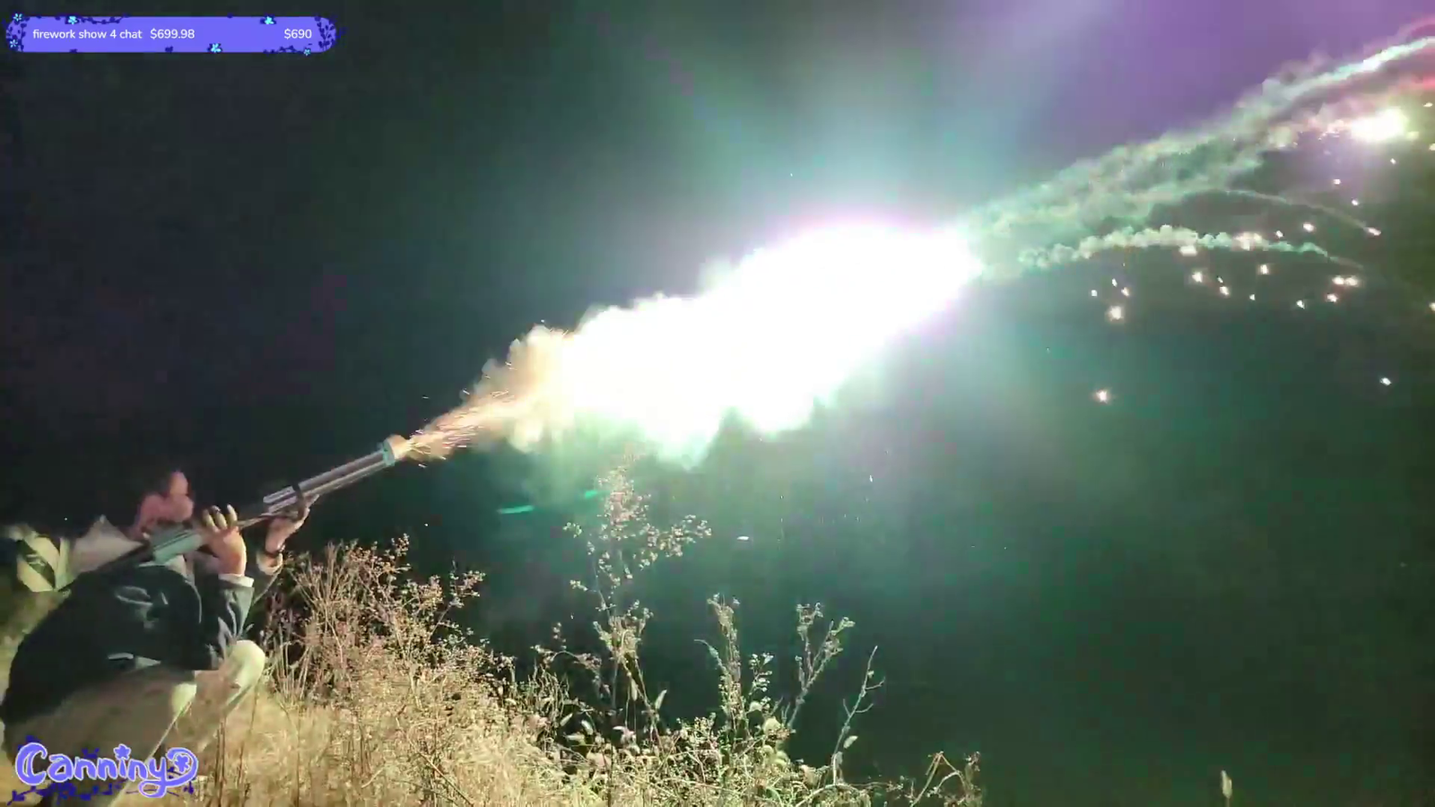New Years in China with bazooka fireworks