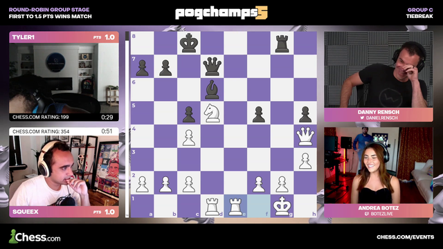 Chess.com perspective of Tyler's win against Squeex (with reaction)