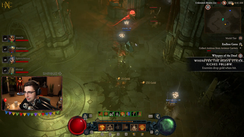 Diablo 4 HC - Streamer Shroud RIP at level 47 (party play)