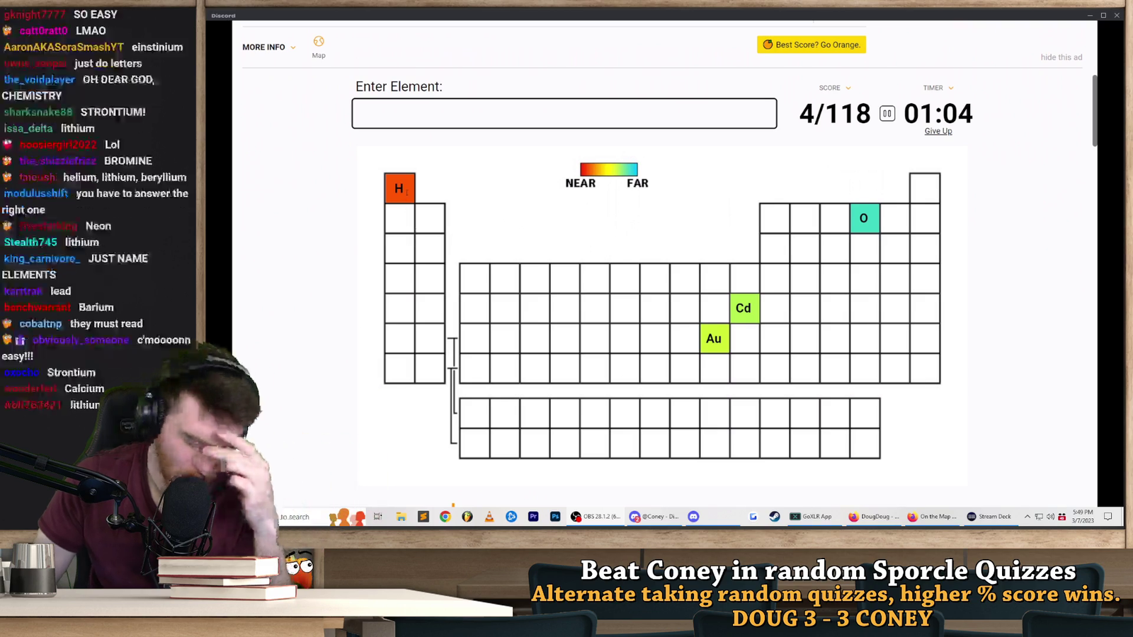 DougDoug gives the answer to Coney in a Quiz Battle