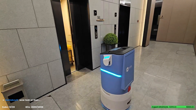 Poor robot gets kicked from the elevator