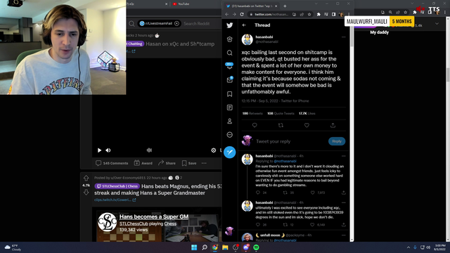xQc responds to Hasan