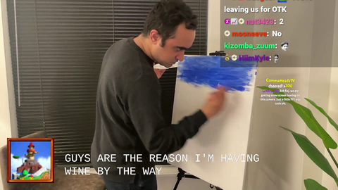 Bob Rajj paints a Super Mario 64 landscape