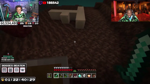 iShowSpeed and Kai Cenat were so confused after randomly seeing a perfect “FaZe Clan” logo in the middle of the Minecraft Nether