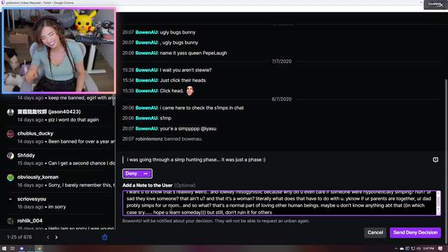Pokimane on simping