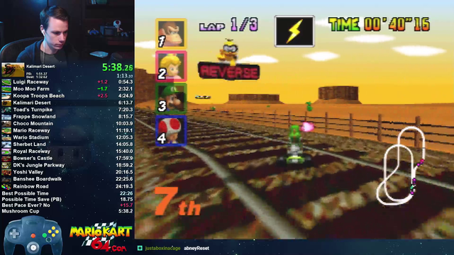 Mario Kart 64 speedrunner gets denied attempting to perform a fence skip.