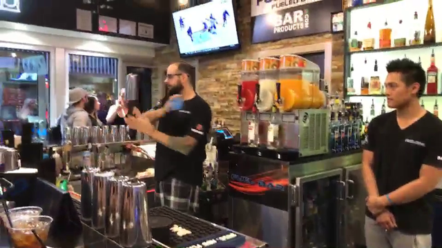 Bartender puts on a show