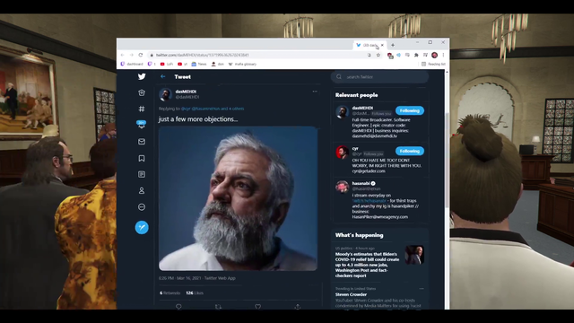 Hasan look at Cyrs Twitter during long RP court case