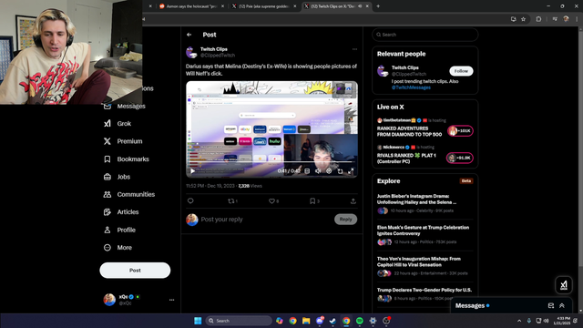 XQC on Destiny's community