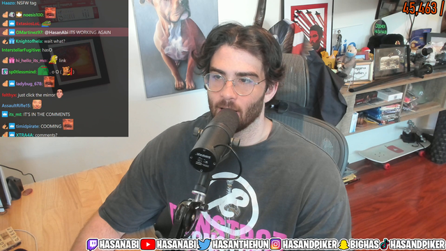 Hasan's face watching the kjanecaron clip
