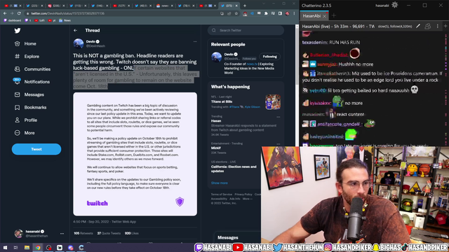HasanAbi - Telling people not to say slurs.