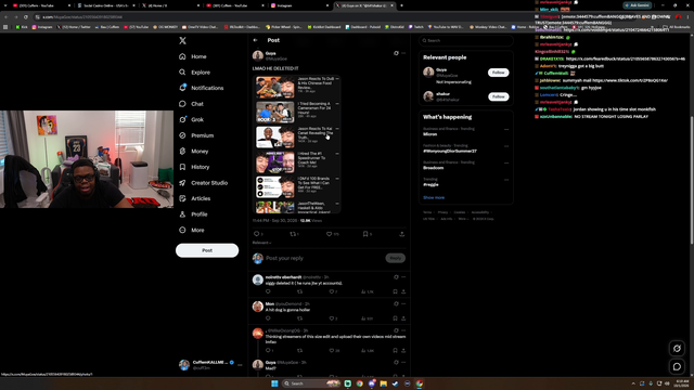 Jasontheween gets called out for deleting videos of him reacting to the Kai Cenat/Reggie situation only after Kai called streamers out for reacting to it