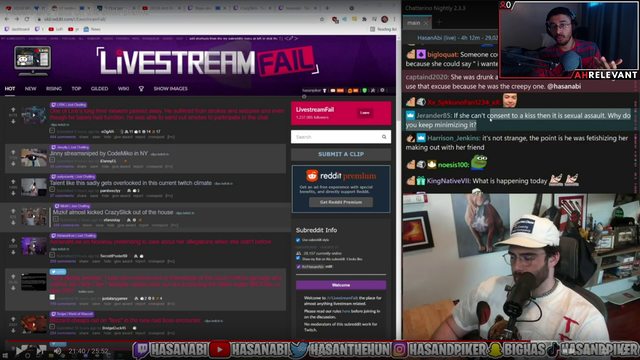 Hasan's first statement when the twitlonger came out saying CrazySlick was drunk as well so he didn't do it in malinent