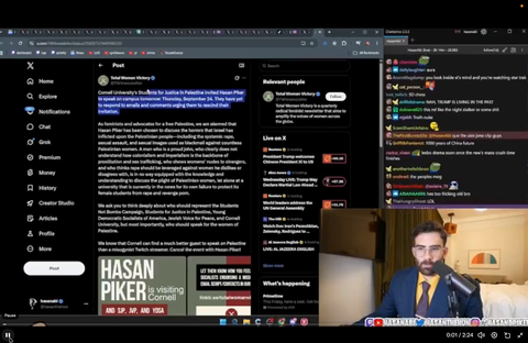 Hasan Piker calls commenter mentally disabled for sending a post calling him out for misogyny