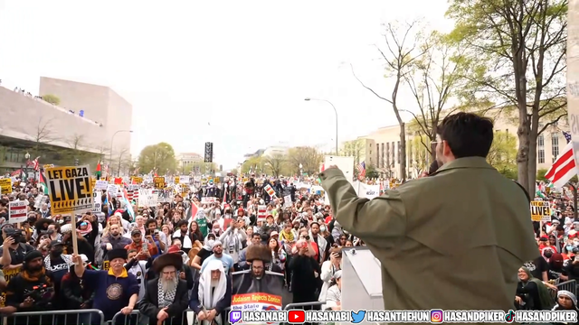 Hasan speaks at DC rally, in front of thousands