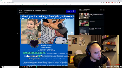 Kid gets his make a wish come true thanks to Mizkif and stream.