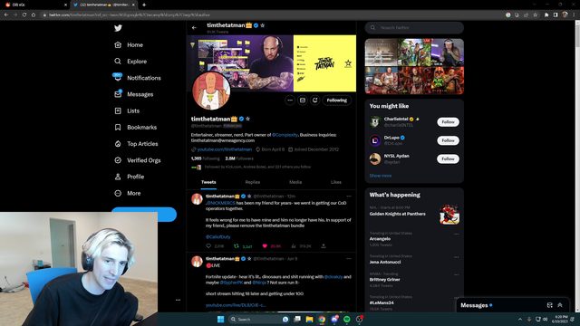 xQc on TimTheTatman’s tweet
