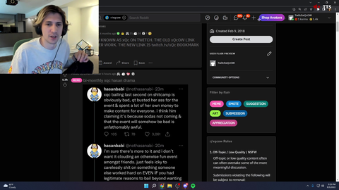 xqc catches a self report