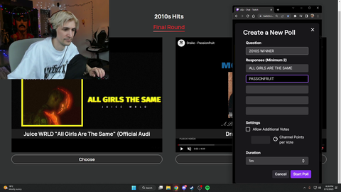 xQc tries to start a poll