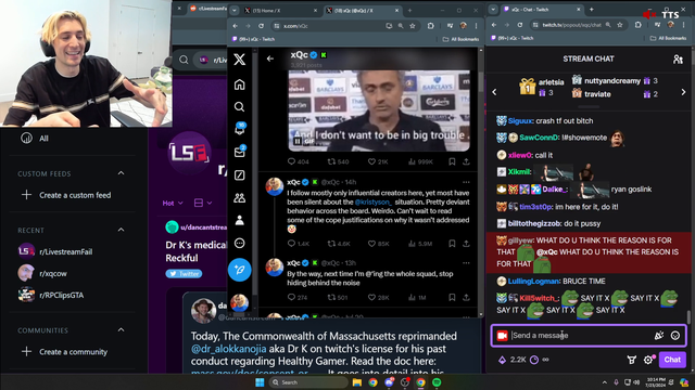 xQc calls out other influencers for staying silent about the Kris Tyson situation