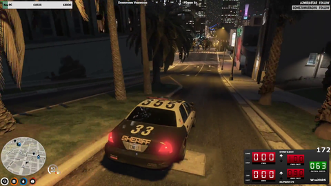 X literally flying over the cop car