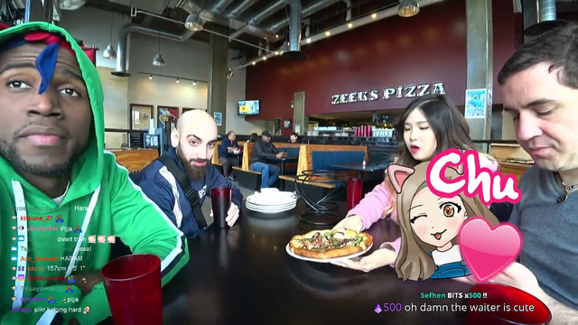 Hachubby shows her pizza