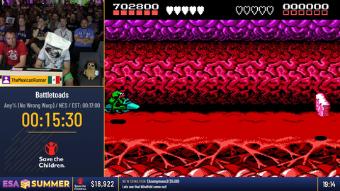 TheMexicanRunner does Battletoads Turbo tunnel blindfolded on the first try