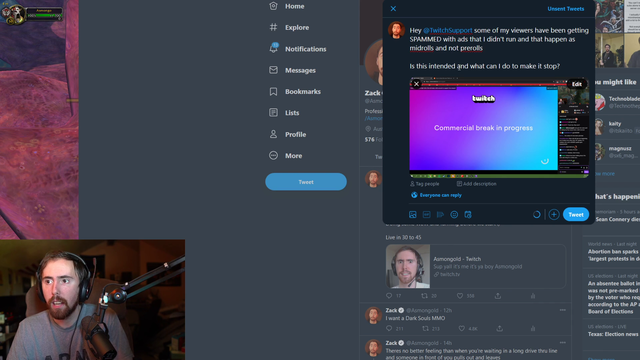 Asmongold Tweets at Twitch Support