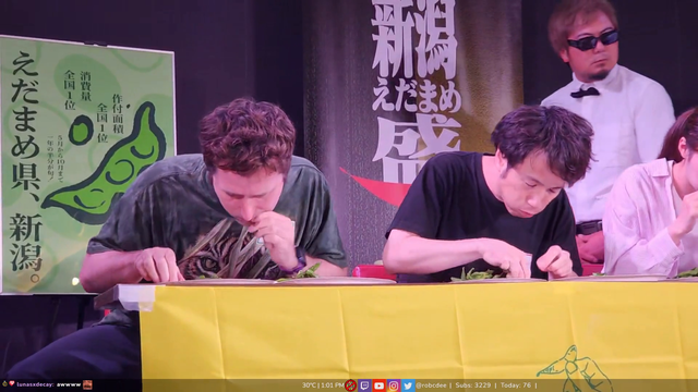 Rob participates in an eating contest and wins third place
