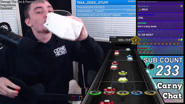 Streamer eats ghost pepper and then plays Through the Fire and Flames on Guitar Hero