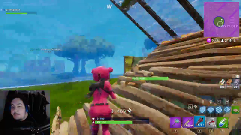 Greekgodx in a fortnite 1v1