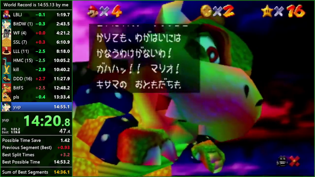 Suigi beats SM64 16 Star world record, 14:54