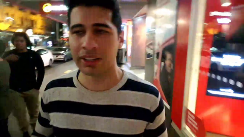Random chick licks his neck