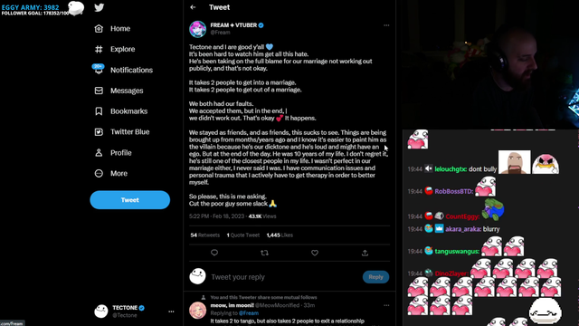 Tectone addresses his ex wife being brought up